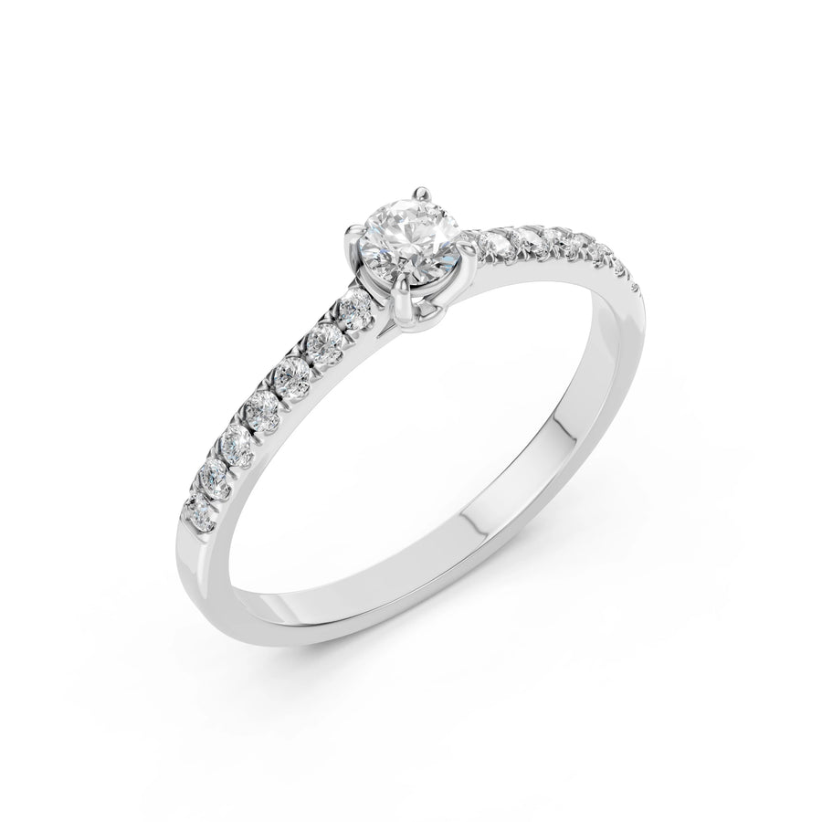 Solitaire Eternity Diamond Ring Round 0.2ct by Qutahia Jewellery