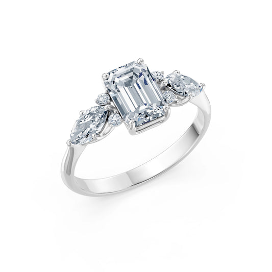 Emerald Lab Grown Diamond Side Stone Eternity Ring 1.5ct by Qutahia Jewellery
