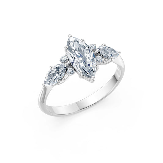 Marquise Lab Grown Diamond Side Stone Eternity Ring 1.0ct by Qutahia Jewellery