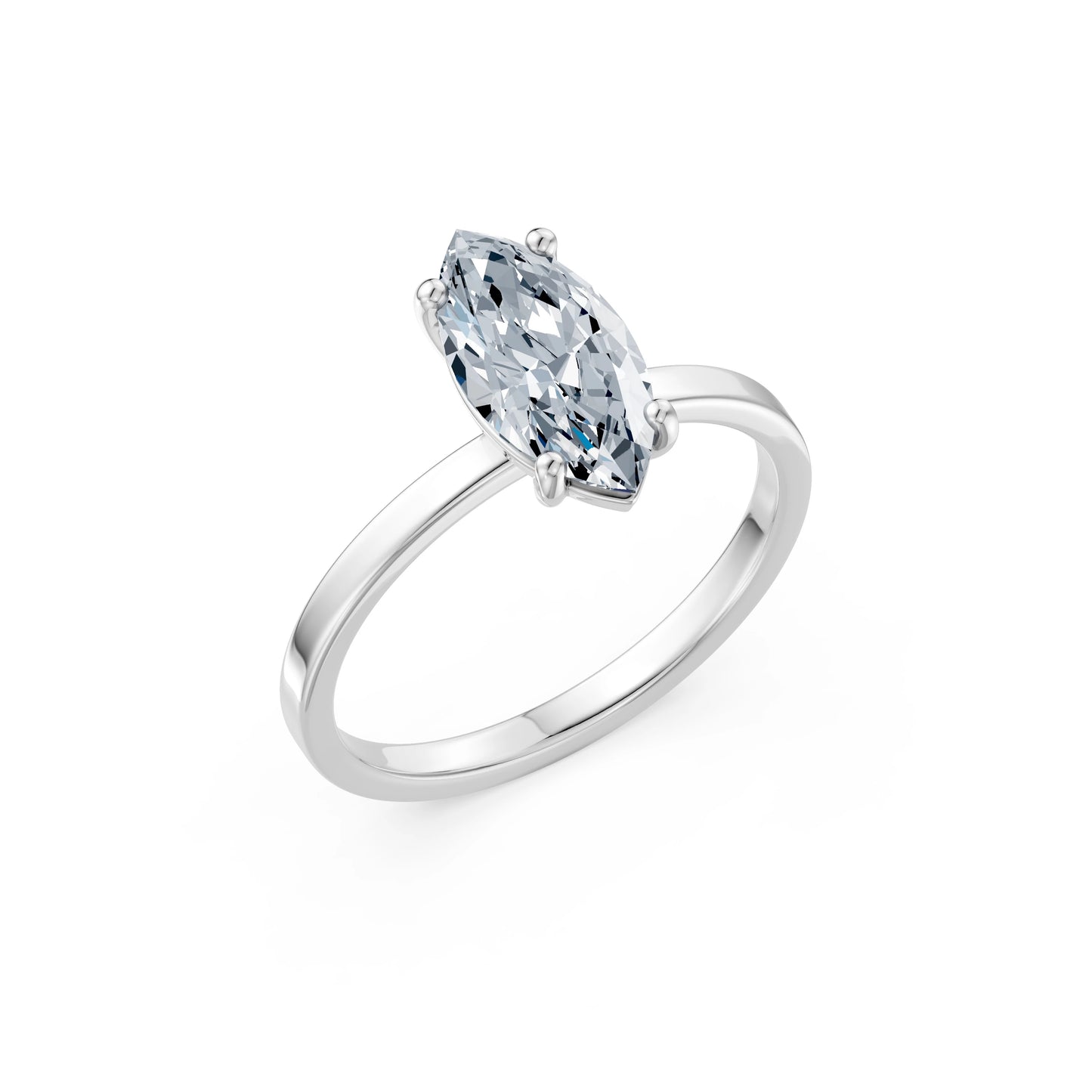 Marquise Lab Grown Diamond Solitaire Engagement Ring 1.5ct by Qutahia Jewellery