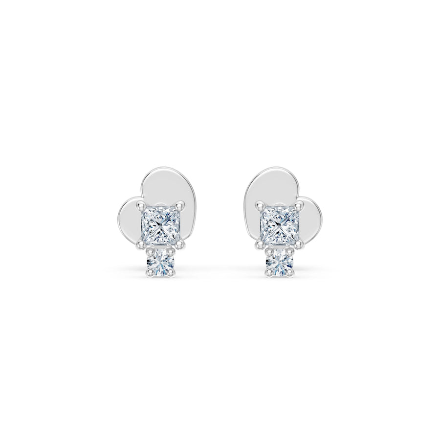 Small Diamond Earrings Princess 0.2ct by Qutahia Jewellery