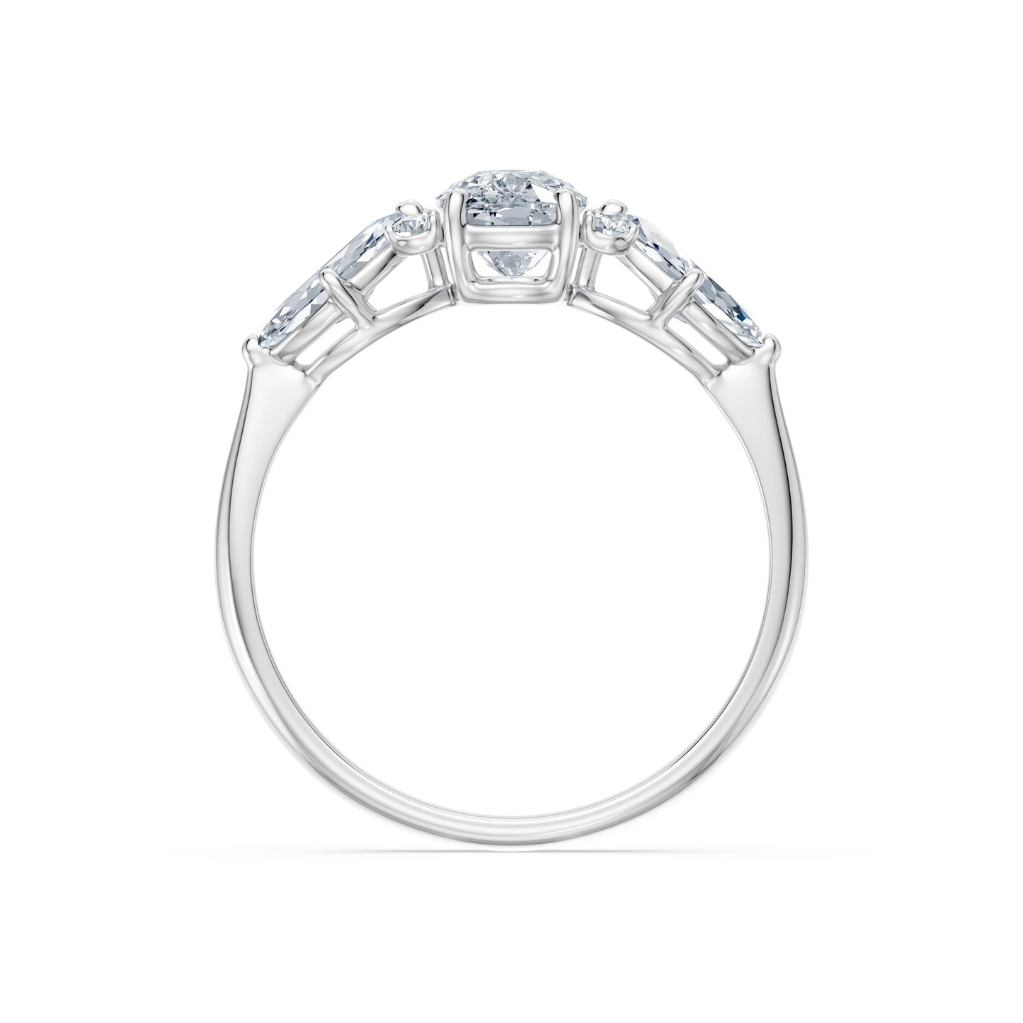 Cushion Lab Grown Diamond Side Stone Eternity Ring 1.0ct by Qutahia Jewellery