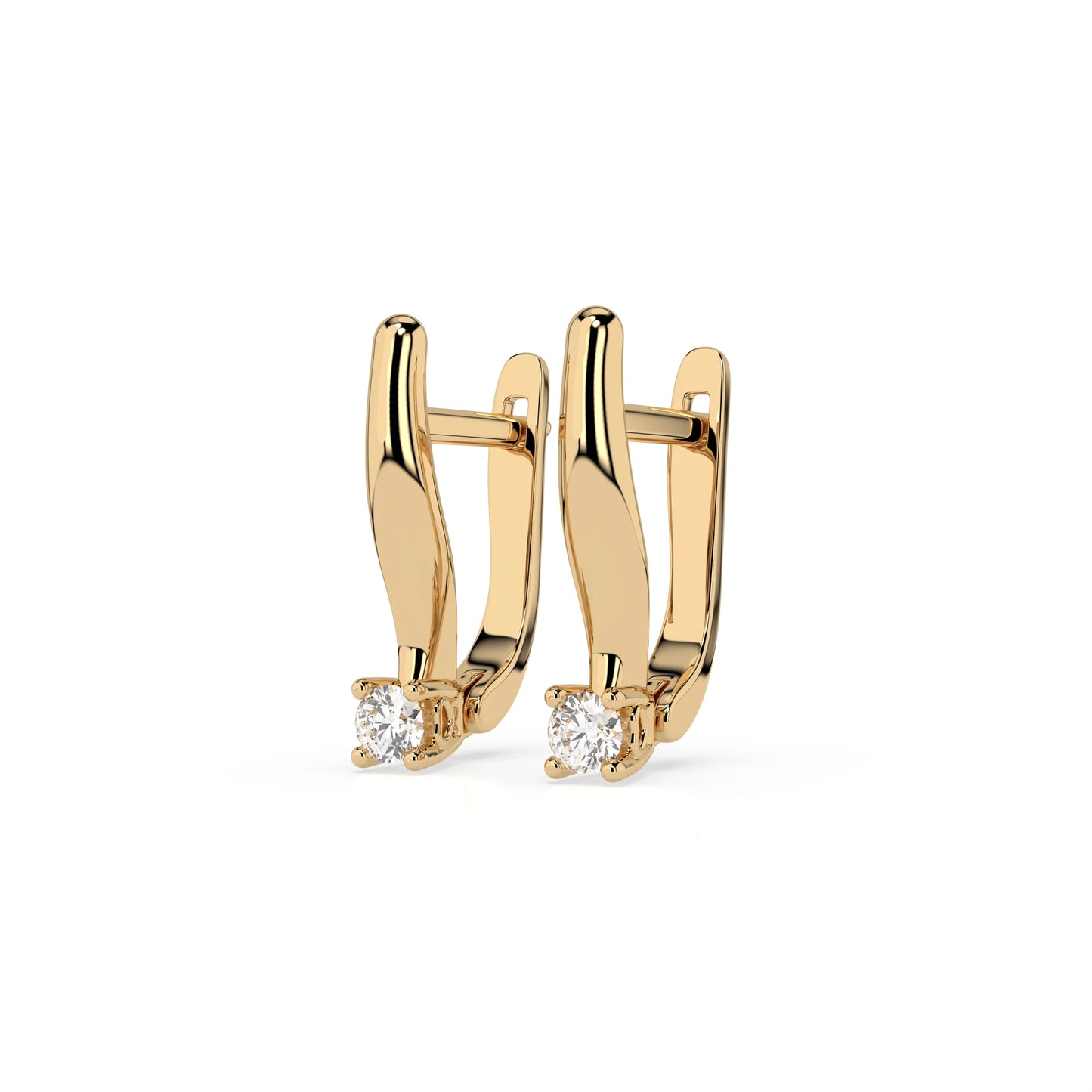 Solitaire English Lock Earring (Round), 0.12 ct — 102-10035(2.5)