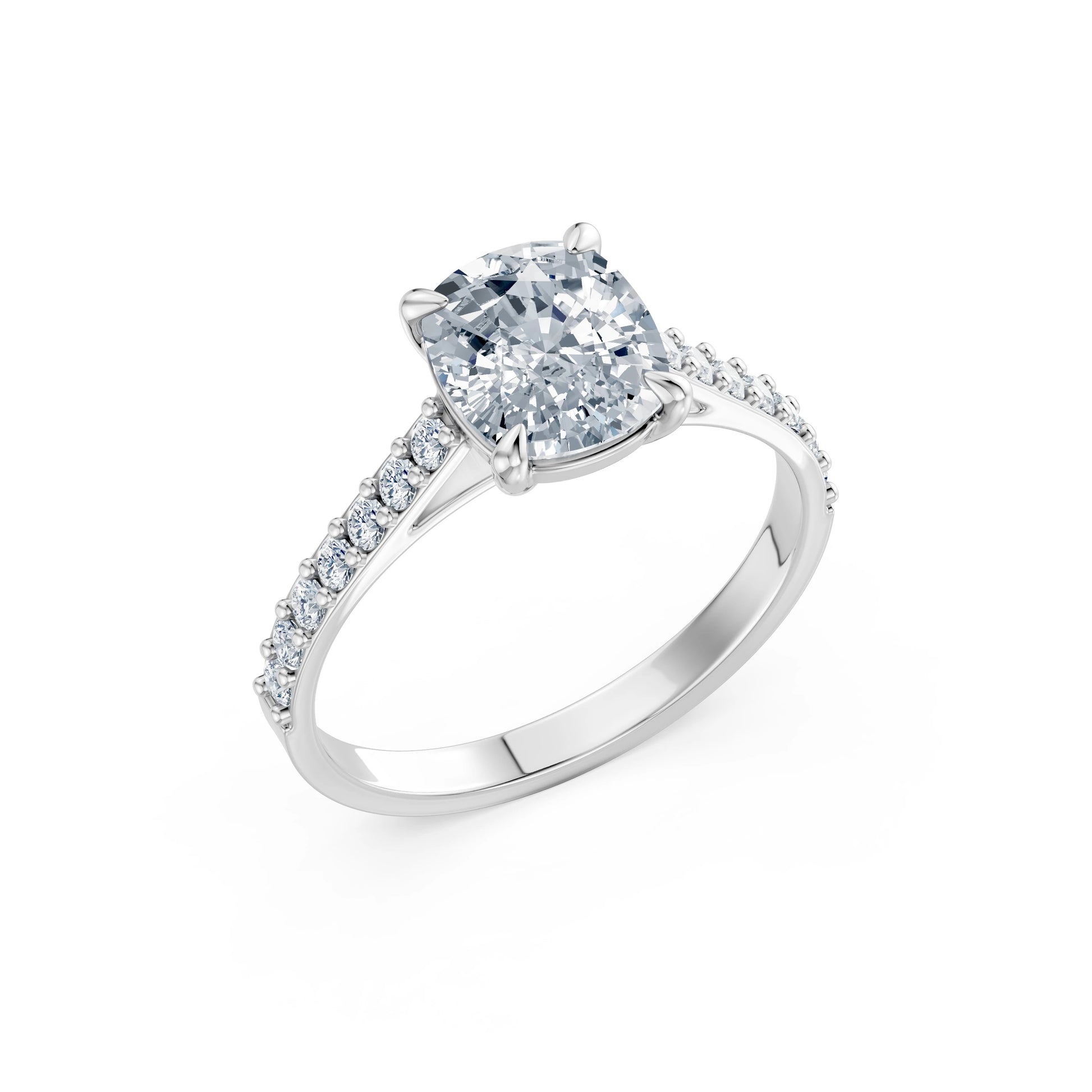 Cushion Lab Grown Diamond Slim Pave Eternity Ring 2.0ct by Qutahia Jewellery