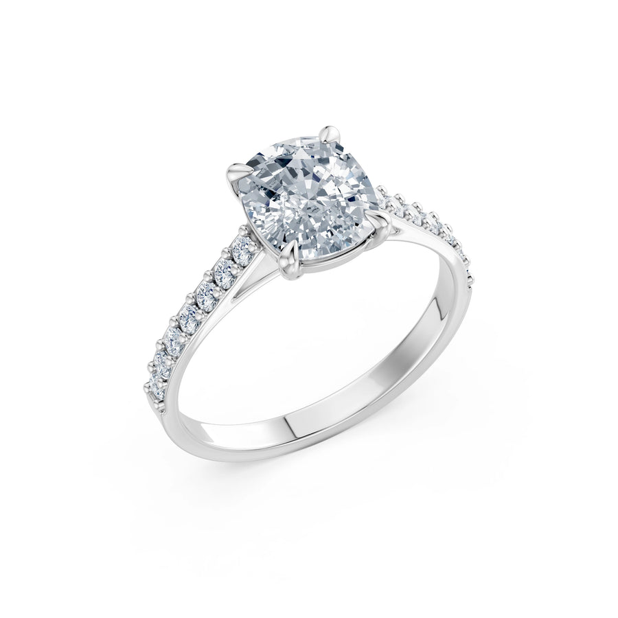 Cushion Lab Grown Diamond Slim Pave Eternity Ring 2.0ct by Qutahia Jewellery