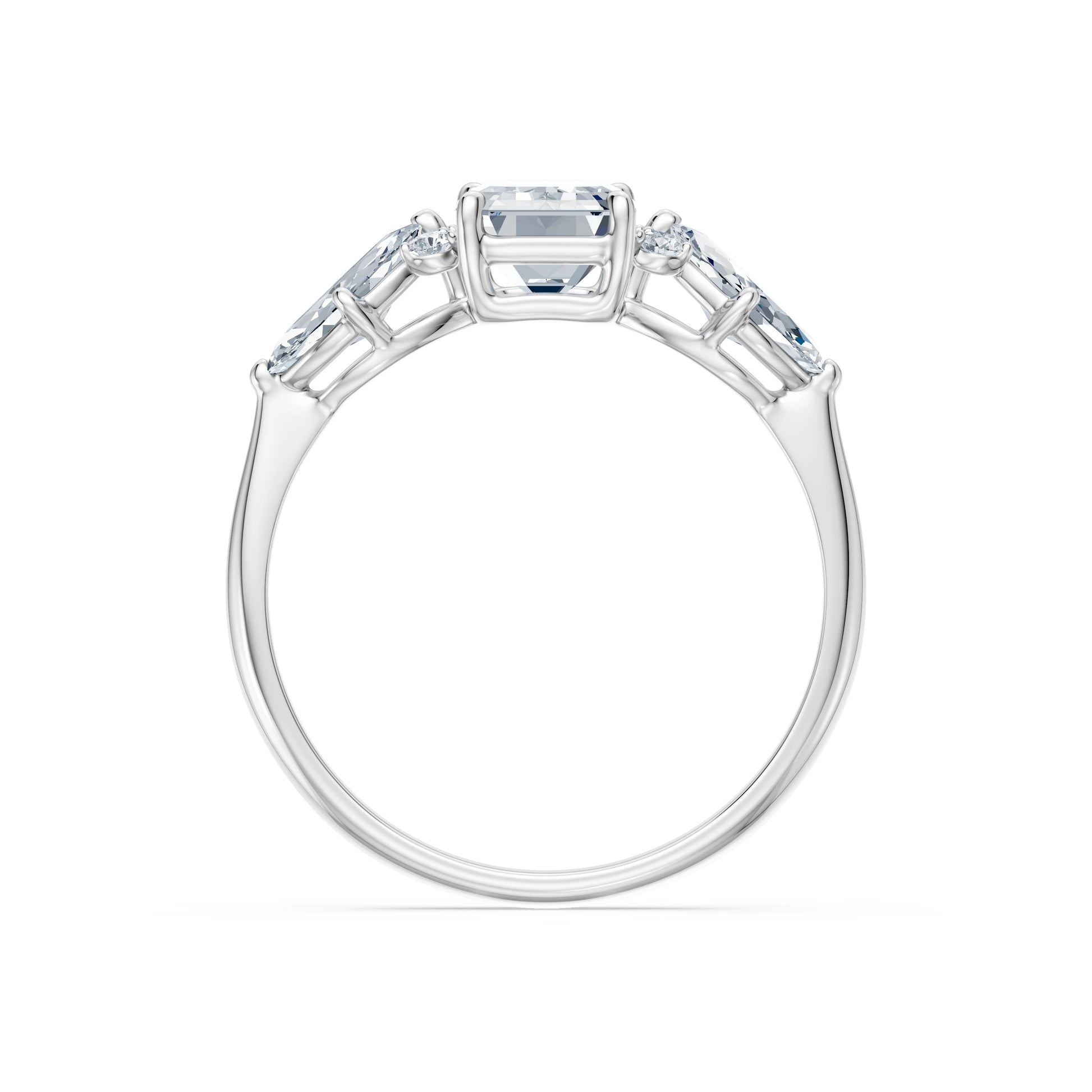 Emerald Lab Grown Diamond Side Stone Eternity Ring 1.5ct by Qutahia Jewellery