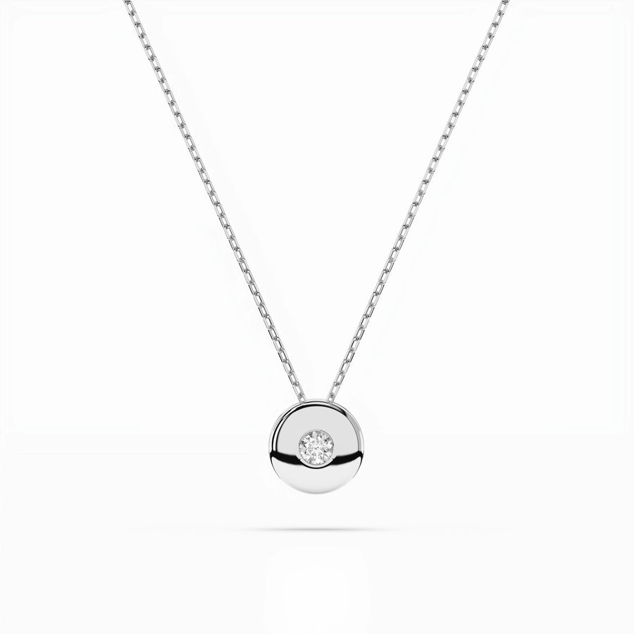 Diamond Pendant Necklace Round 0.04ct by Qutahia Jewellery