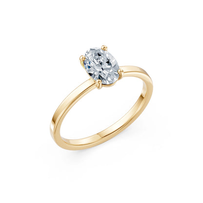 Oval Lab Grown Diamond Solitaire Engagement Ring 1.0ct by Qutahia Jewellery