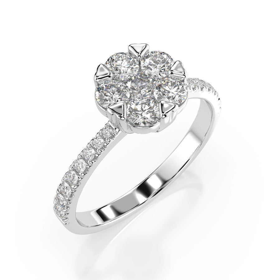 Illusion Diamond Ring Round 0.15ct by Qutahia Jewellery