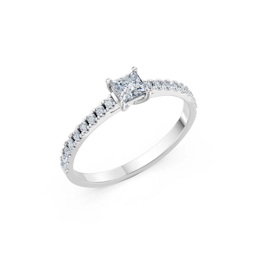 Solitaire Eternity Diamond Ring Princess 0.3ct by Qutahia Jewellery