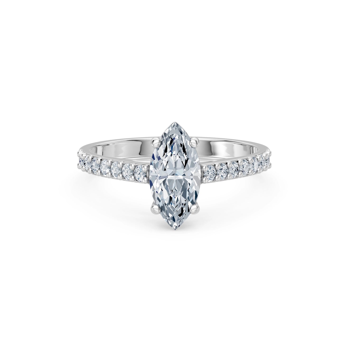 Marquise Lab Grown Diamond Slim Pave Eternity Ring 1.0ct by Qutahia Jewellery