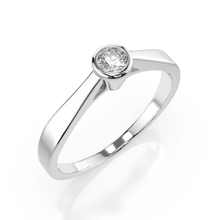 Solitaire Diamond Ring Round 0.15ct by Qutahia Jewellery