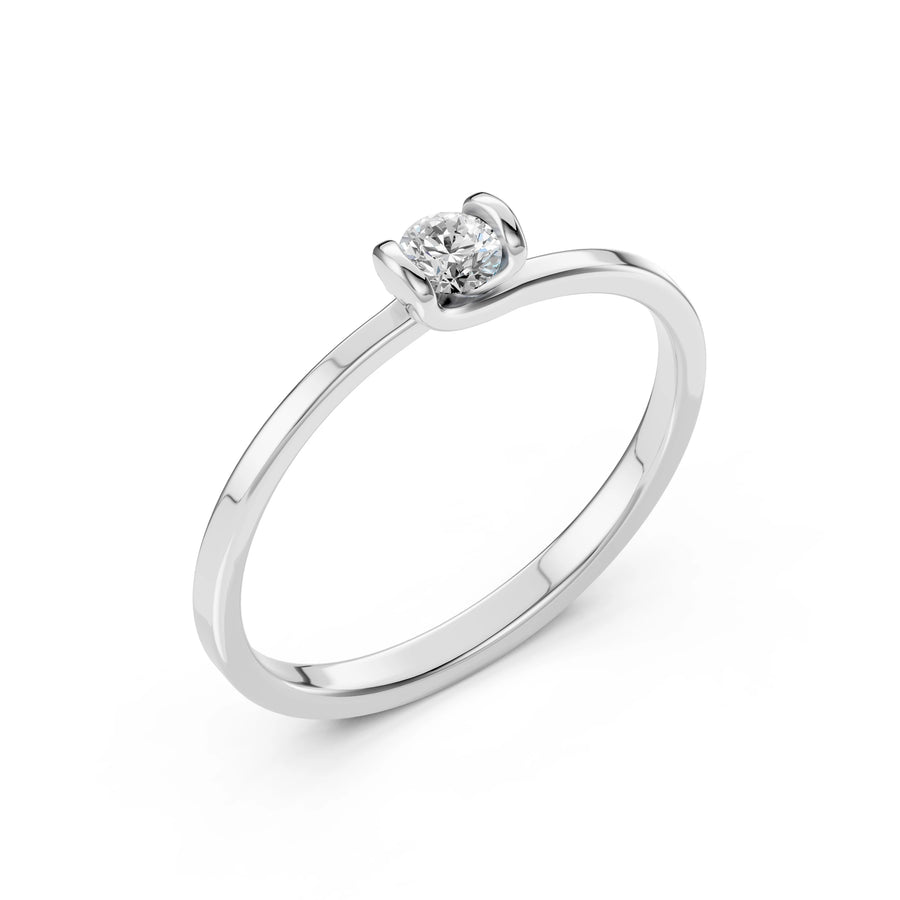 Solitaire Diamond Ring Round 0.2ct by Qutahia Jewellery