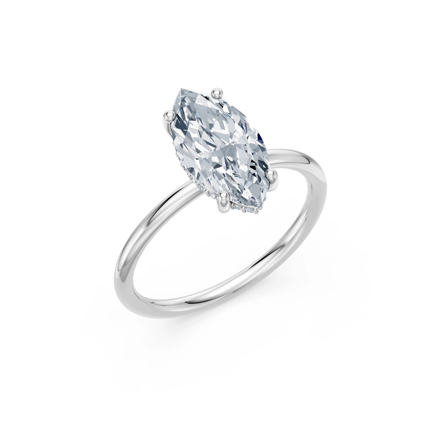 Marquise Lab Grown Diamond Micro Pave Engagement Ring 2.0ct by Qutahia Jewellery
