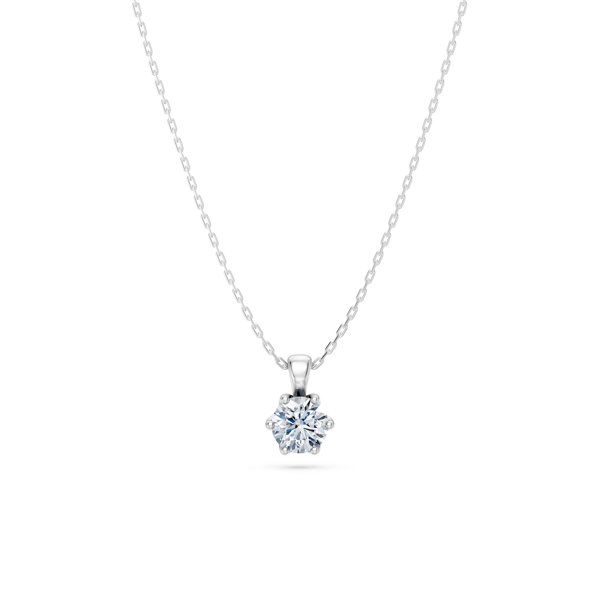 Round Brilliant Diamond Solitaire Necklace 0.5ct by Qutahia Jewellery