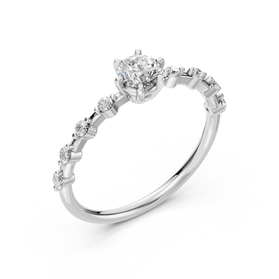 Solitaire Eternity Diamond Ring Round 0.4ct by Qutahia Jewellery