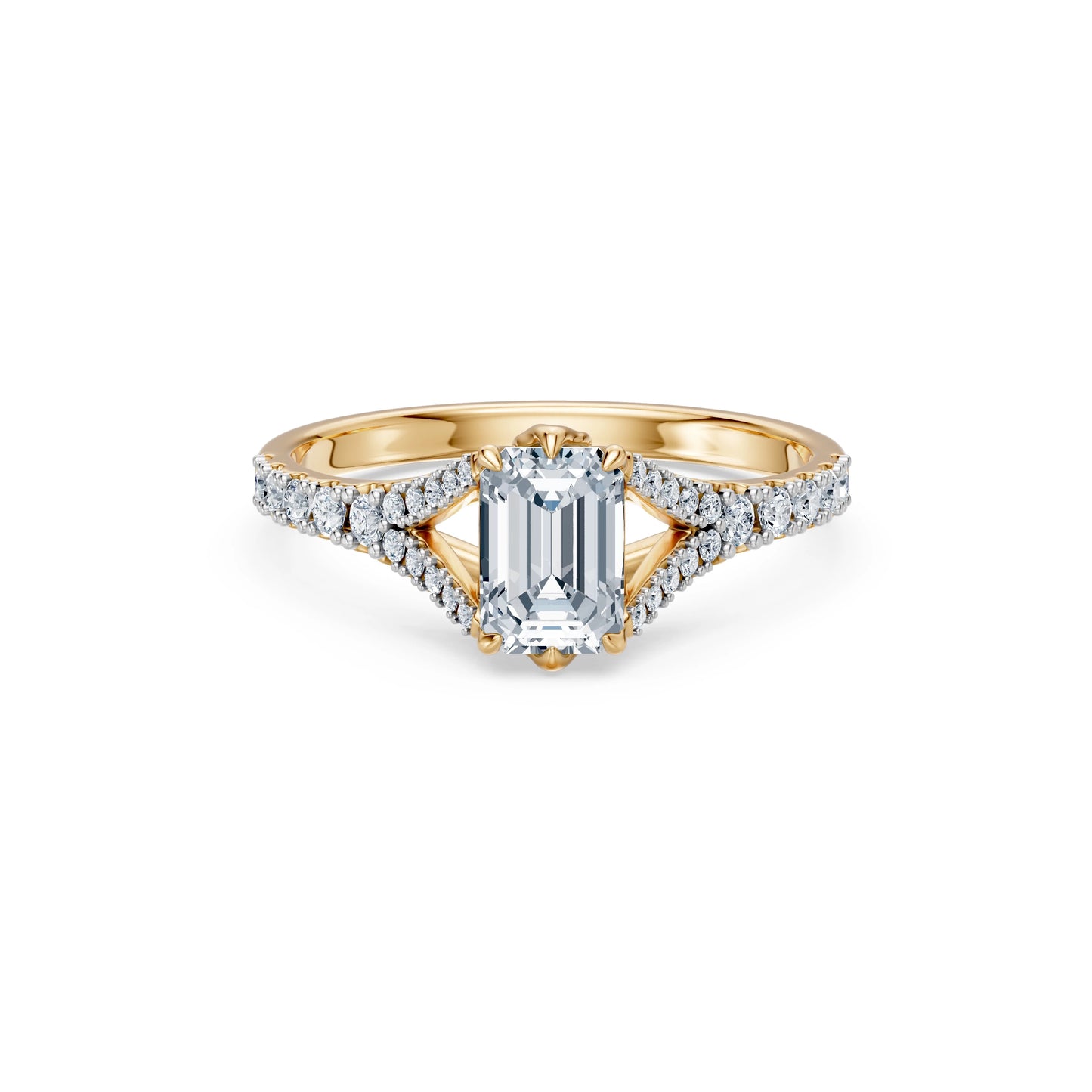 Emerald Lab Grown Diamond Micro Pave Eternity Ring 1.5ct by Qutahia Jewellery