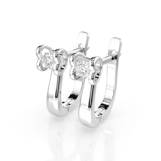 Solitaire English Lock Earring (Round), 0.2 ct — 102-10013(3.0)