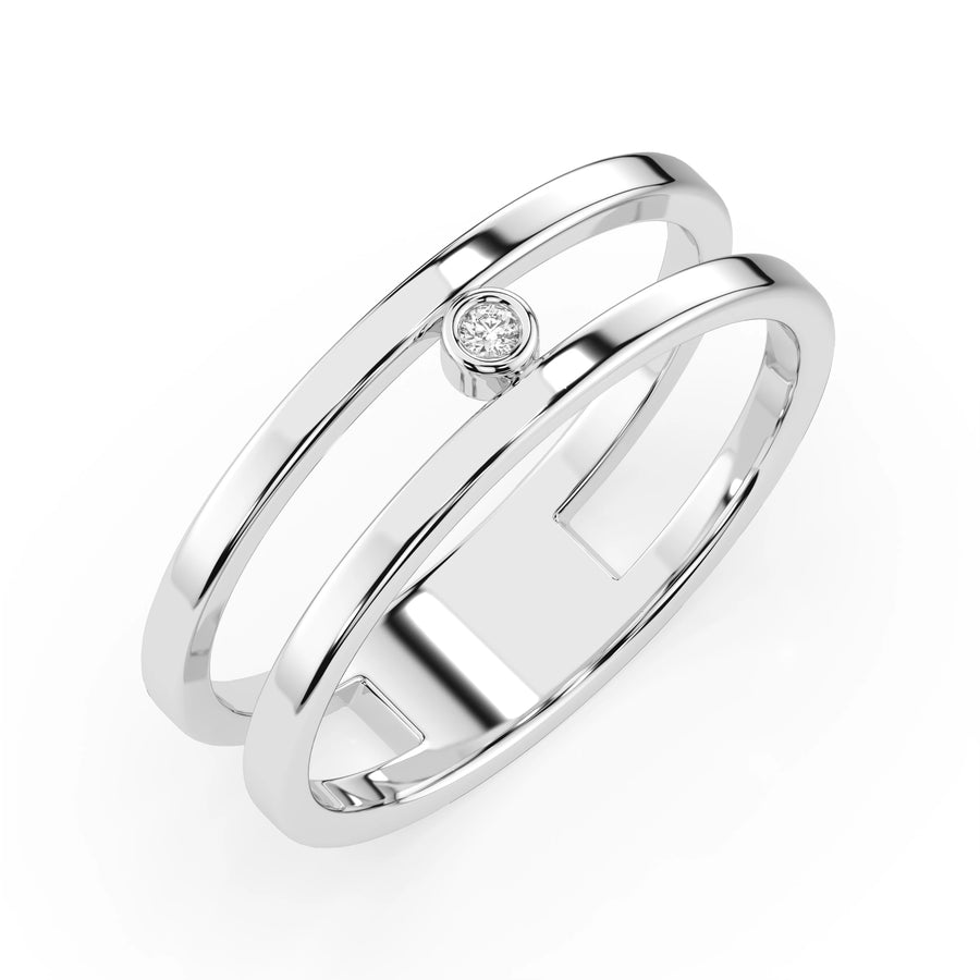 Minimalist Diamond Ring Round 0.02ct by Qutahia Jewellery