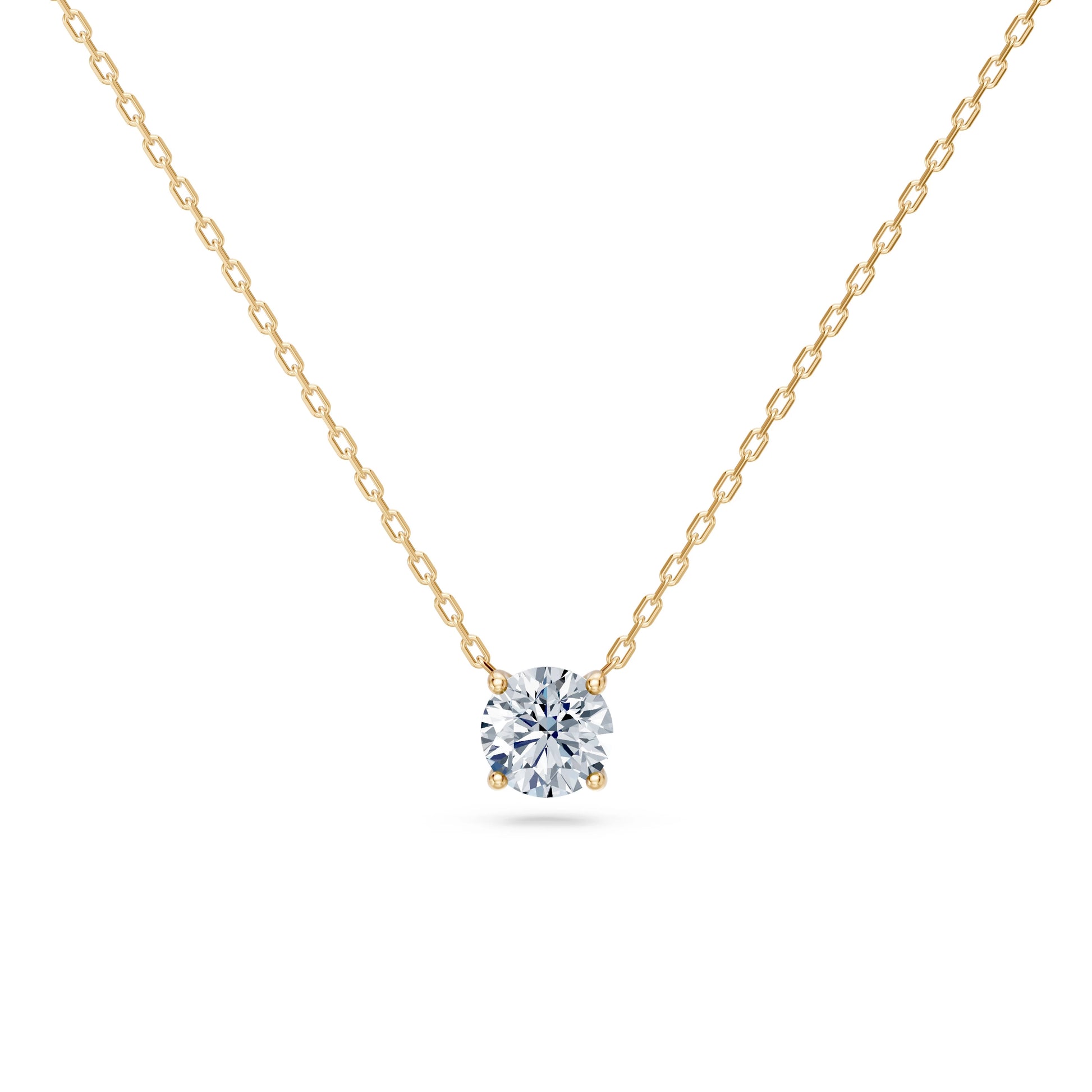 Round Brilliant Diamond Fine Solitaire Necklace 0.7ct by Qutahia Jewellery
