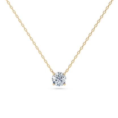 Round Brilliant Diamond Fine Solitaire Necklace 0.7ct by Qutahia Jewellery