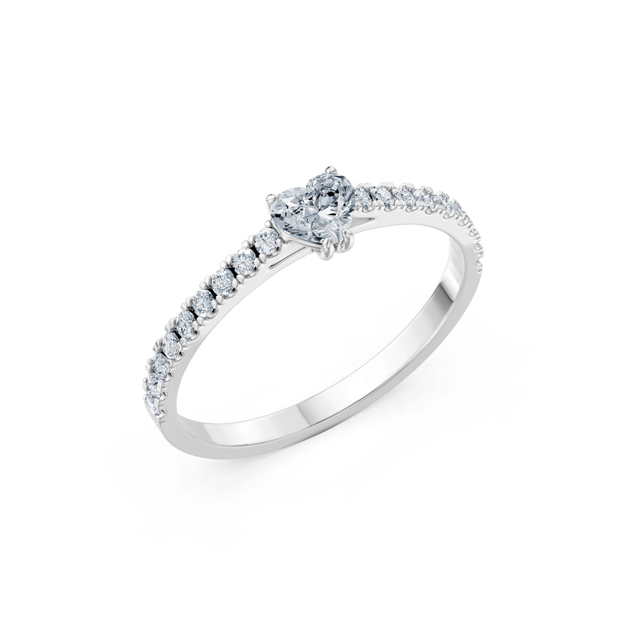 Solitaire Eternity Diamond Ring Heart 0.3ct by Qutahia Jewellery