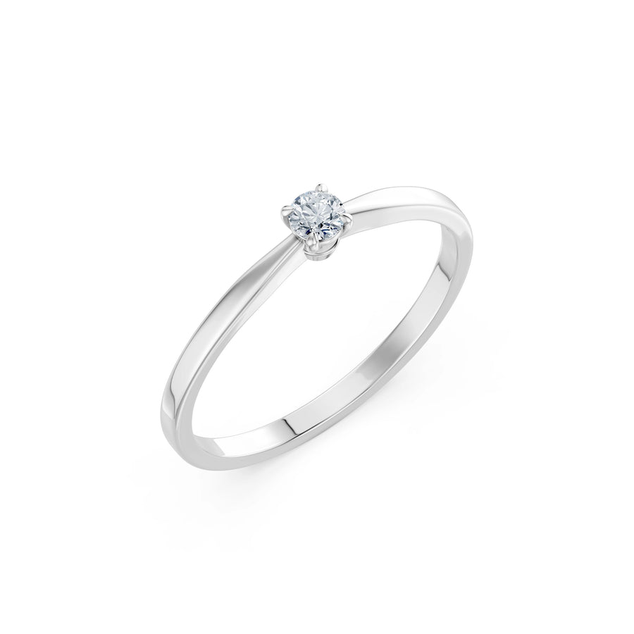 Solitaire Diamond Ring Round Brilliant 0.1ct by Qutahia Jewellery