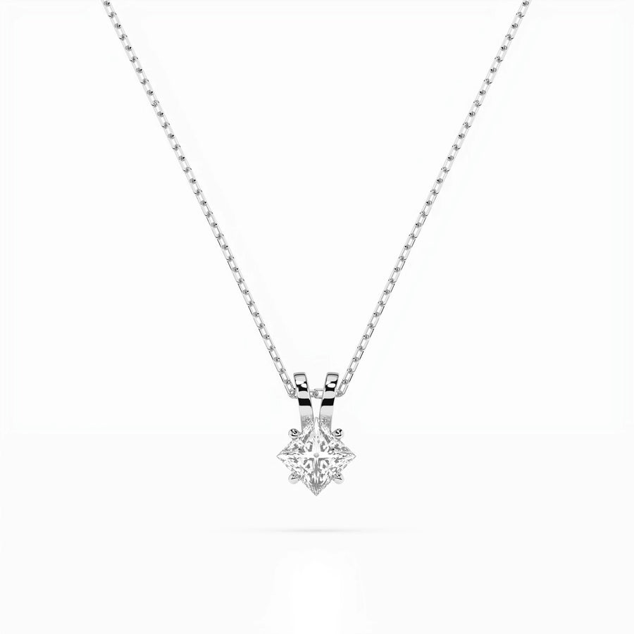 Diamond Pendant Necklace Princess 0.3ct by Qutahia Jewellery