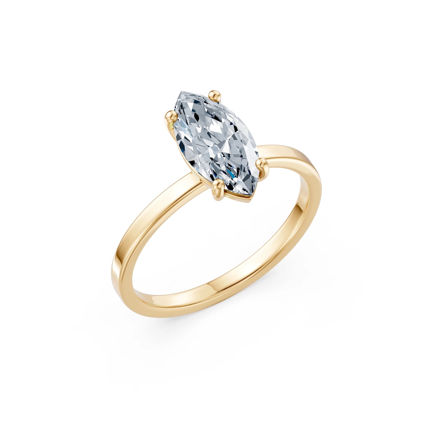 Marquise Lab Grown Diamond Solitaire Engagement Ring 1.5ct by Qutahia Jewellery