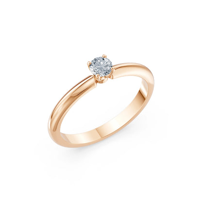 Round Brilliant Diamond Slim Solitaire Engagement Ring 0.2ct by Qutahia Jewellery