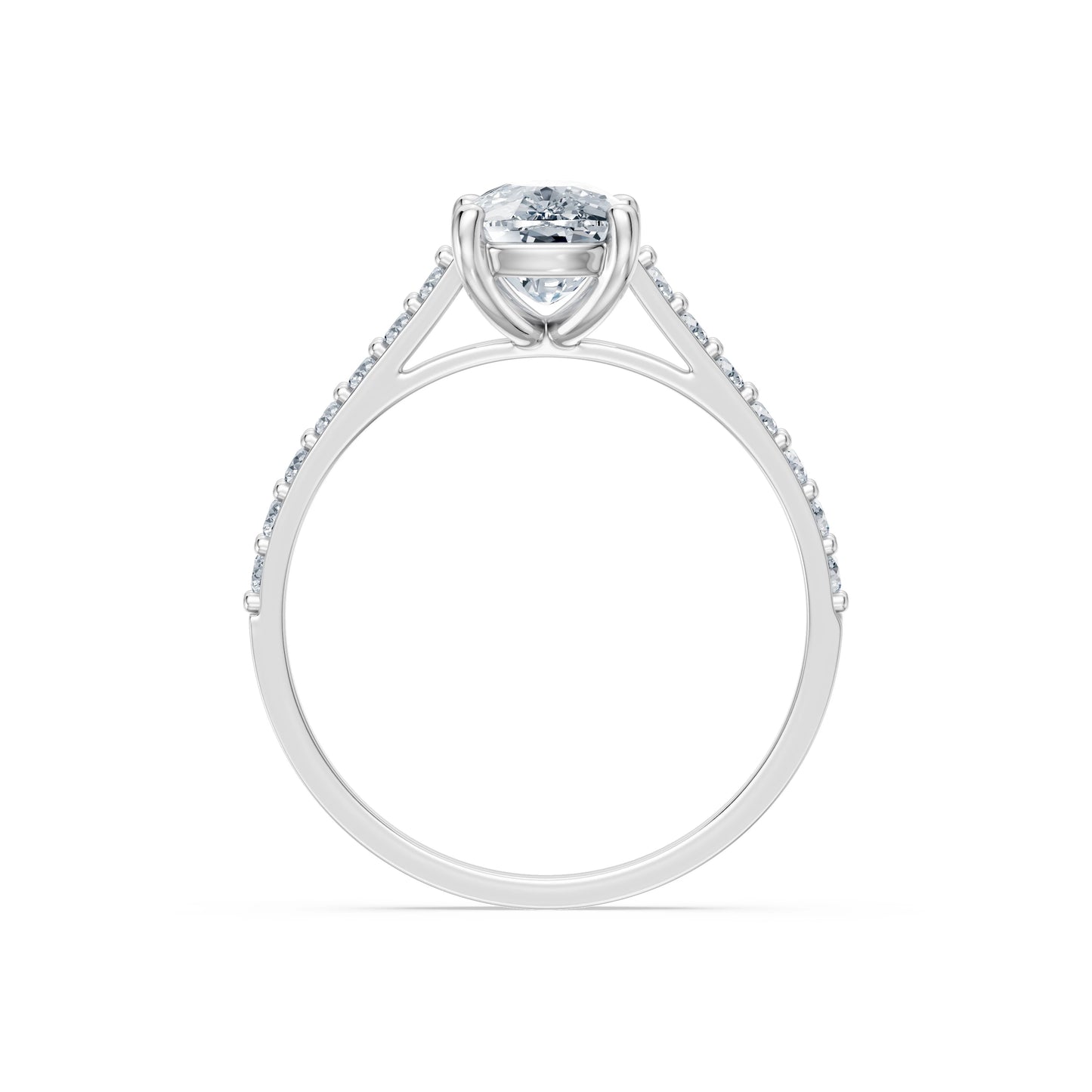 Cushion Lab Grown Diamond Pave Eternity Ring 1.5ct by Qutahia Jewellery