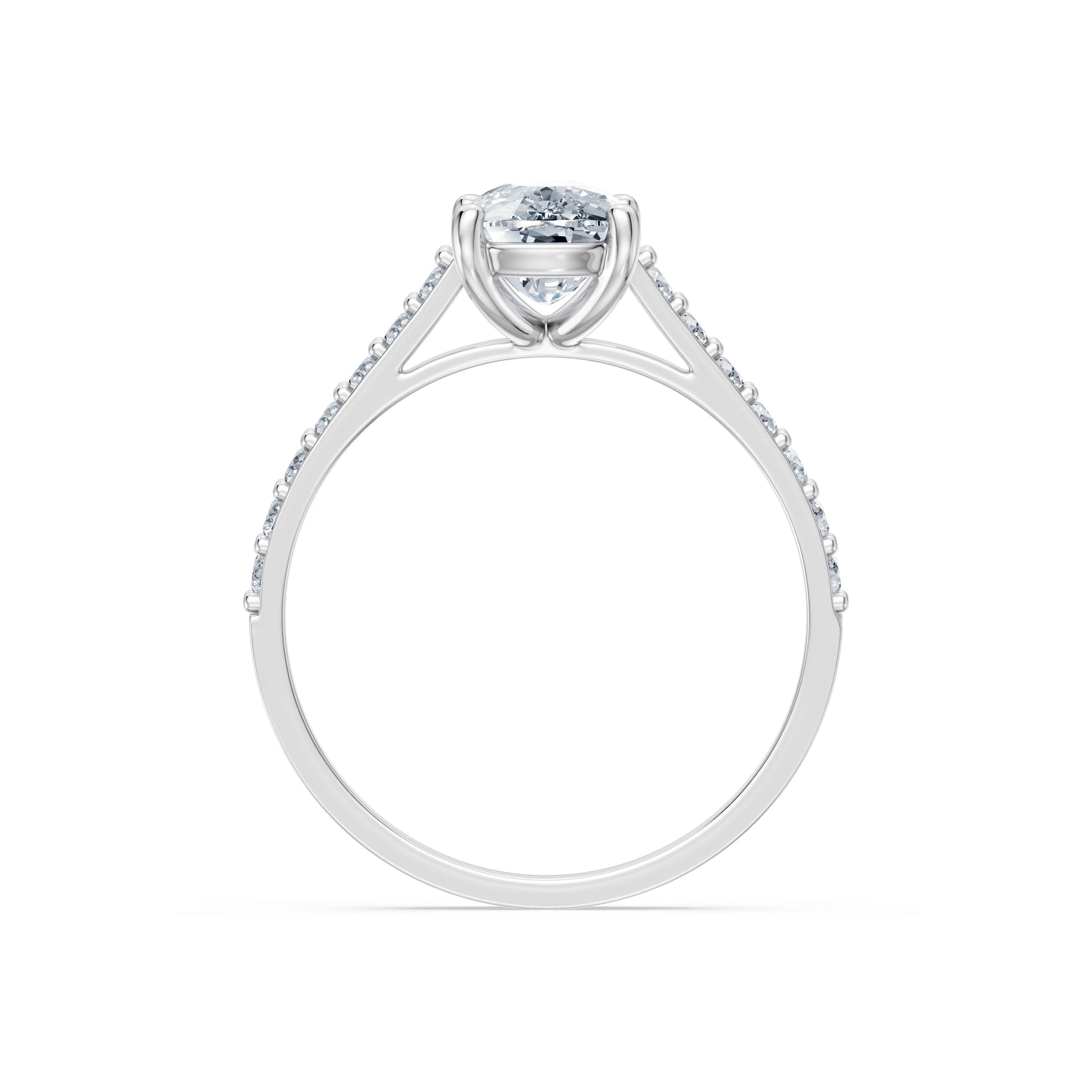Cushion Lab Grown Diamond Pave Eternity Ring 1.5ct by Qutahia Jewellery