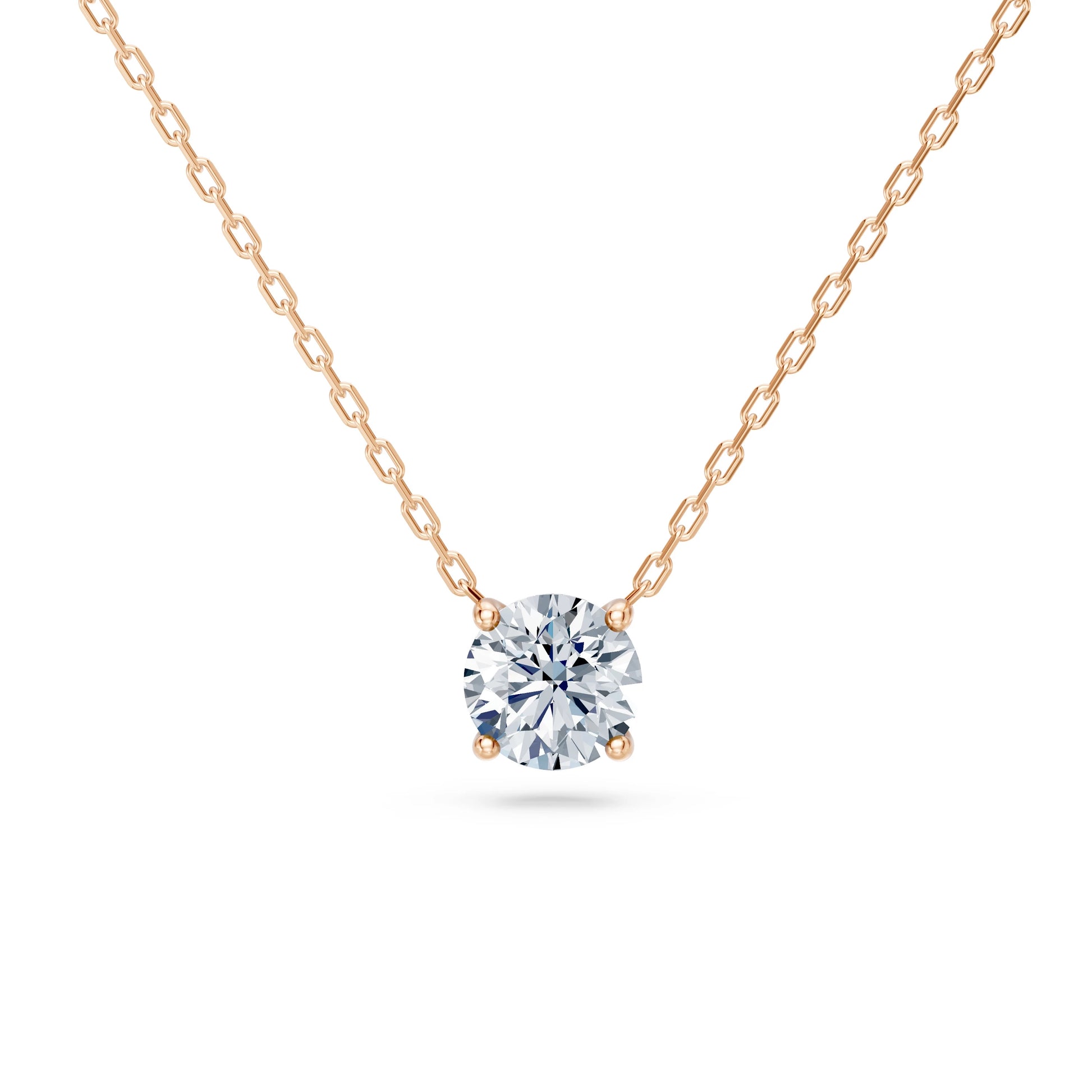 Round Brilliant Diamond Fine Solitaire Necklace 0.7ct by Qutahia Jewellery
