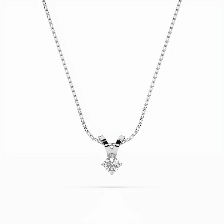 Diamond Pendant Necklace Round 0.2ct by Qutahia Jewellery