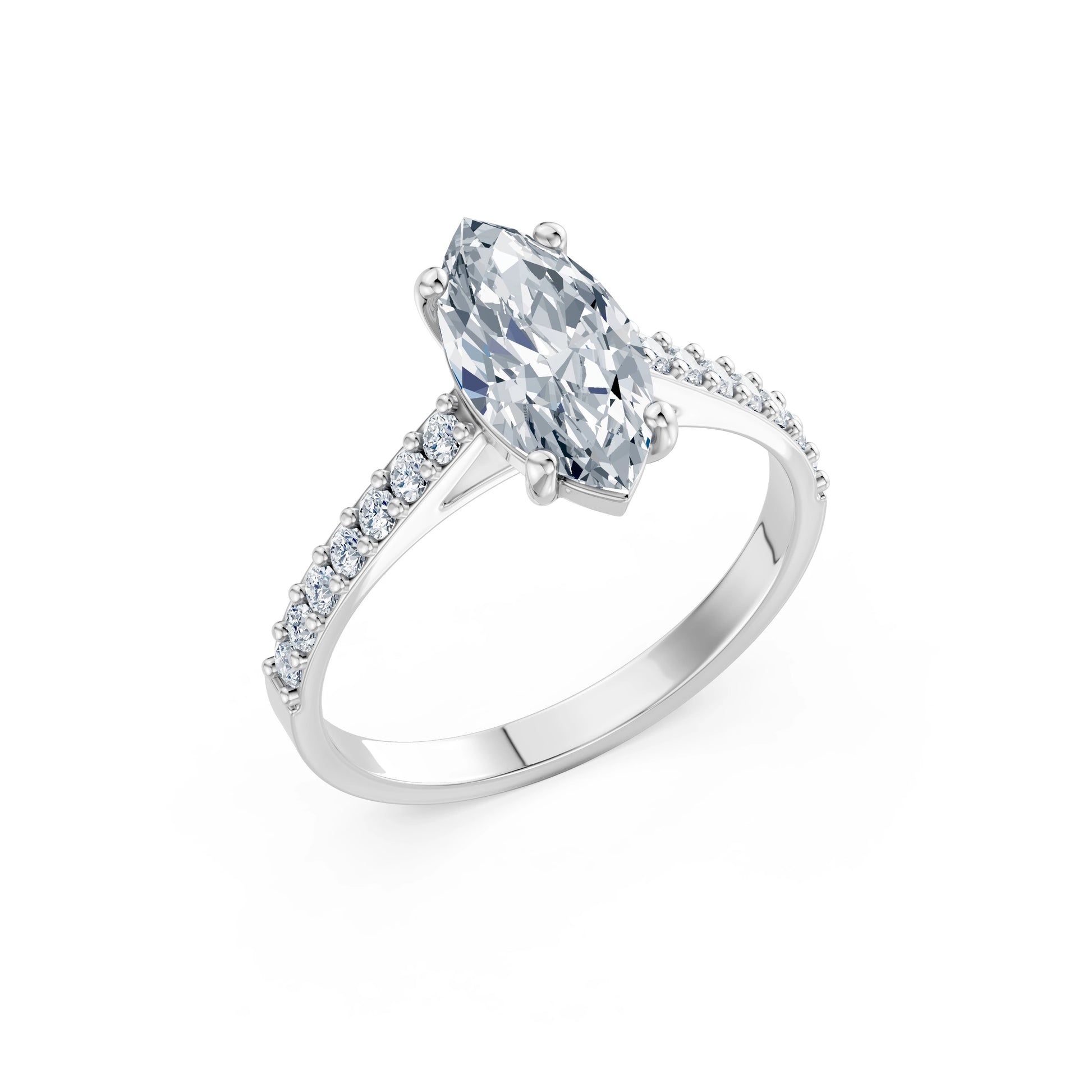 Marquise Lab Grown Diamond Slim Pave Eternity Ring 1.5ct by Qutahia Jewellery