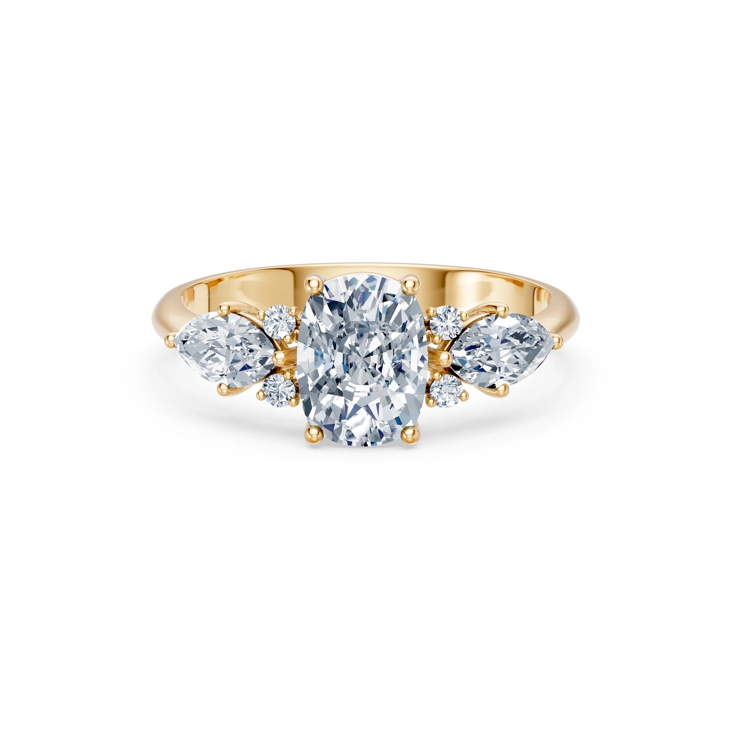 Cushion Lab Grown Diamond Side Stone Eternity Ring 1.5ct by Qutahia Jewellery