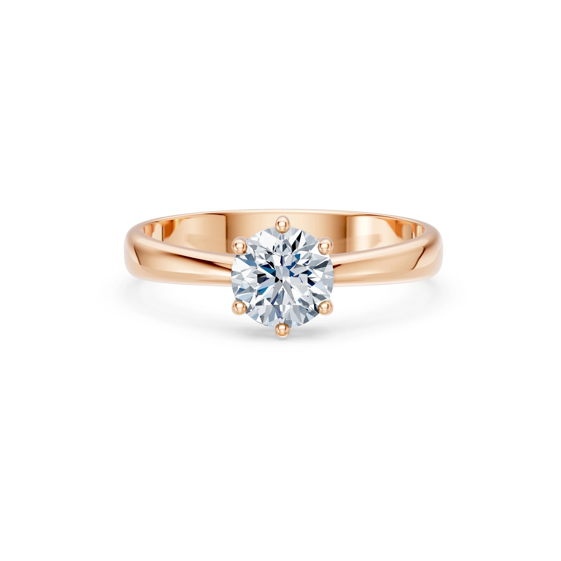 Round Brilliant Diamond Classic Solitaire Engagement Ring 1.0ct by Qutahia Jewellery