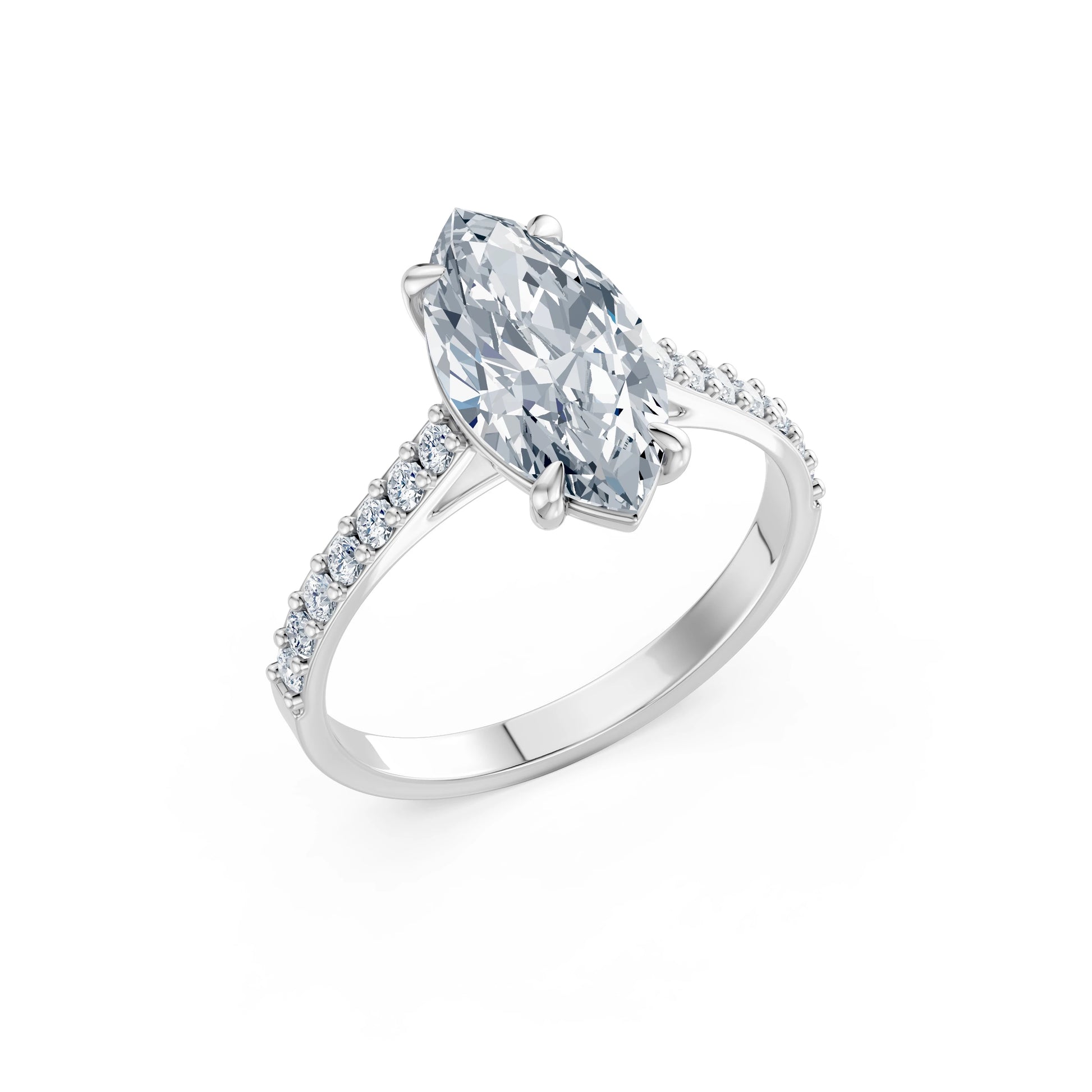 Marquise Lab Grown Diamond Slim Pave Eternity Ring 2.0ct by Qutahia Jewellery