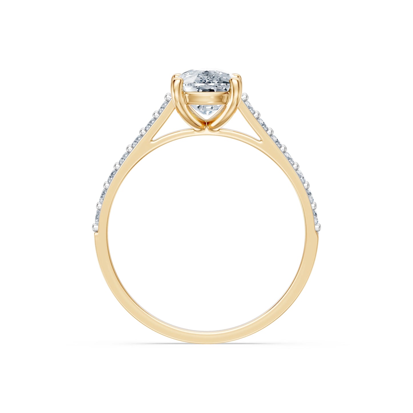 Cushion Lab Grown Diamond Pave Eternity Ring 1.5ct by Qutahia Jewellery