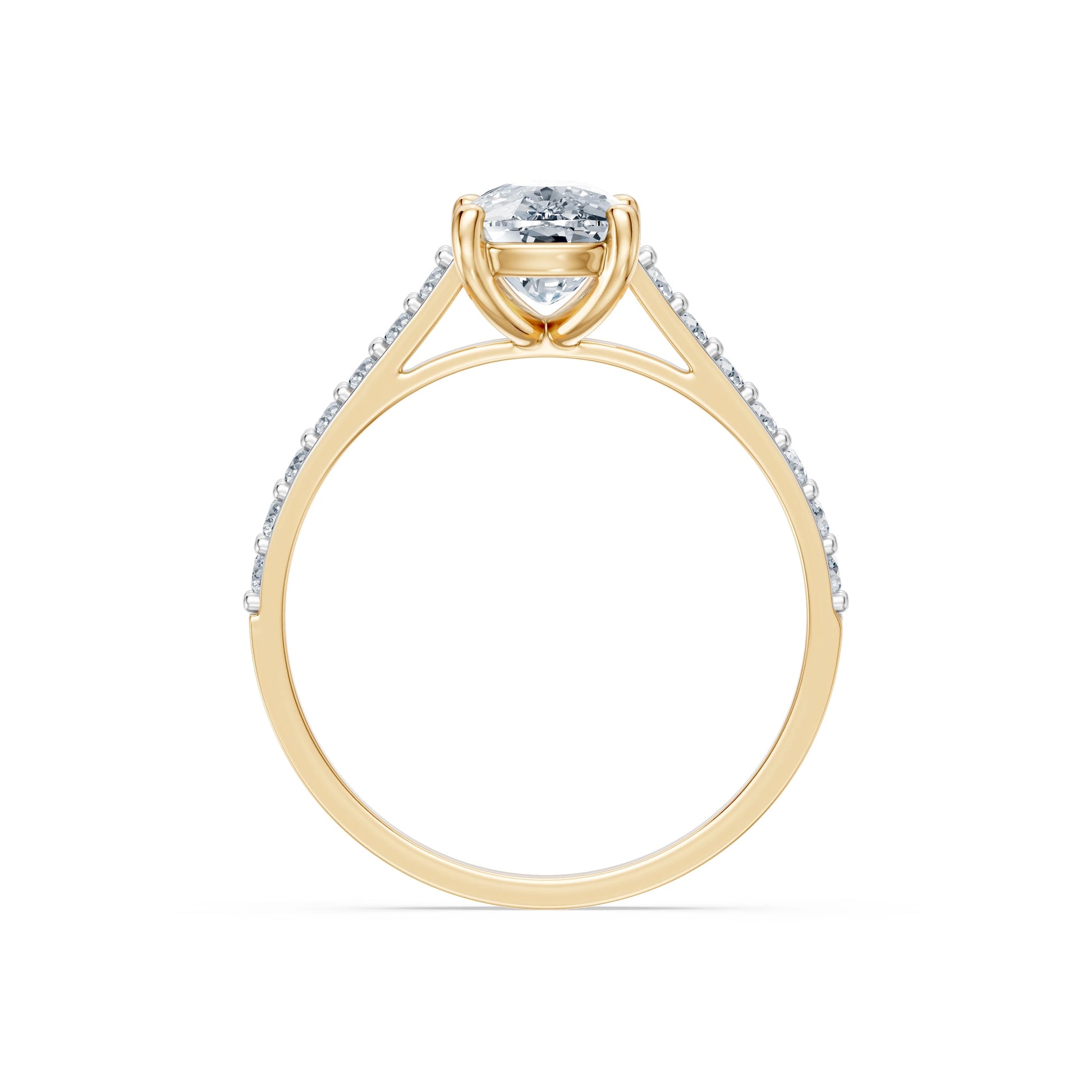 Cushion Lab Grown Diamond Pave Eternity Ring 1.5ct by Qutahia Jewellery