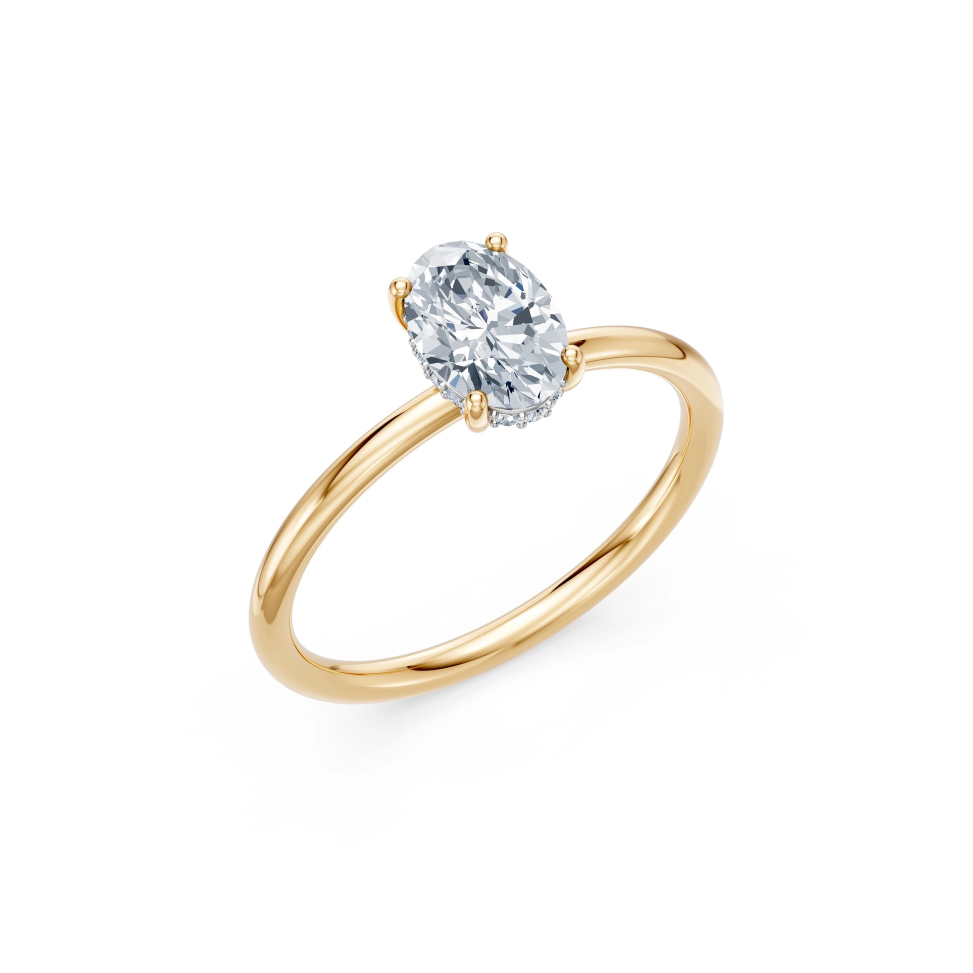 Oval Lab Grown Diamond Micro Pave Engagement Ring 1.0ct by Qutahia Jewellery