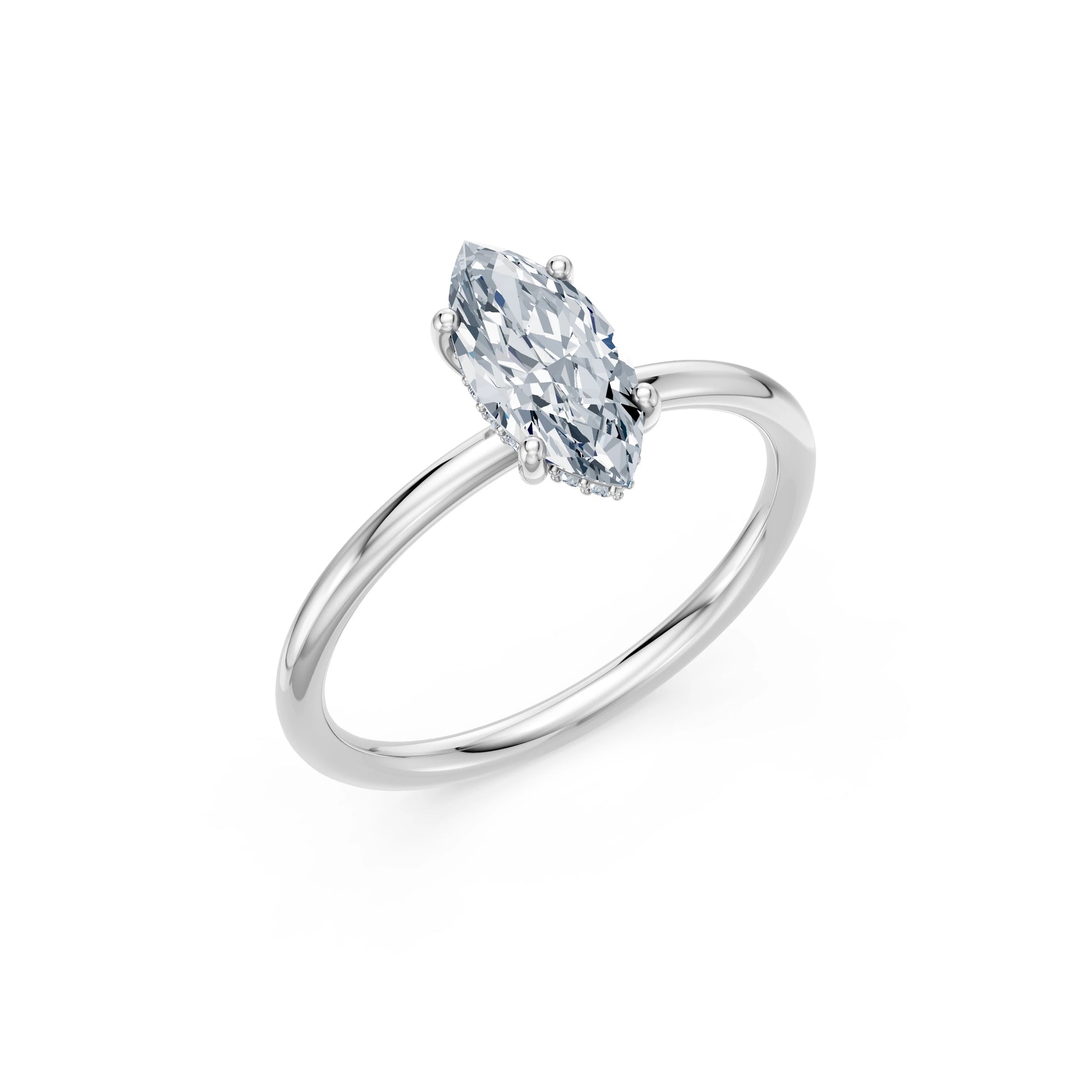 Marquise Lab Grown Diamond Micro Pave Engagement Ring 1.0ct by Qutahia Jewellery