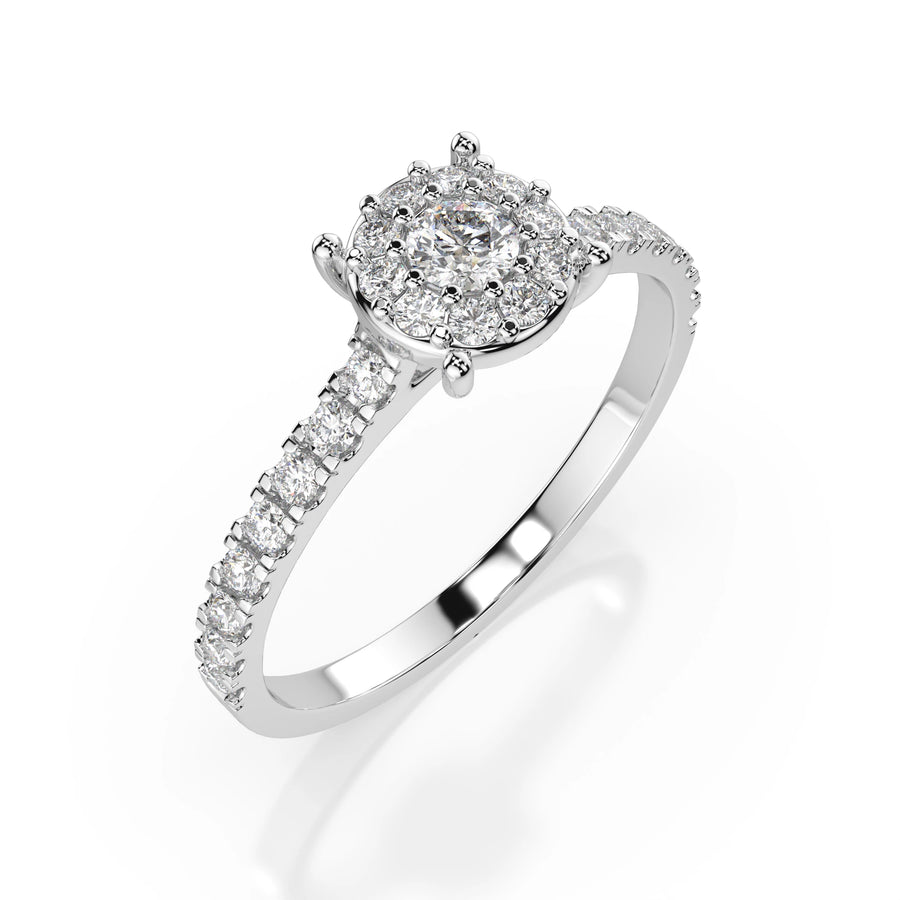 Solitaire Eternity Diamond Ring Round 0.1ct by Qutahia Jewellery