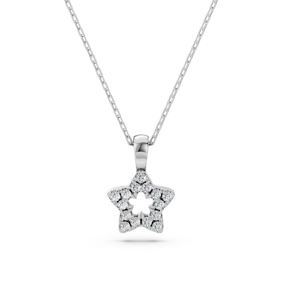 Delicate Diamond Necklace Round 0.08ct by Qutahia Jewellery