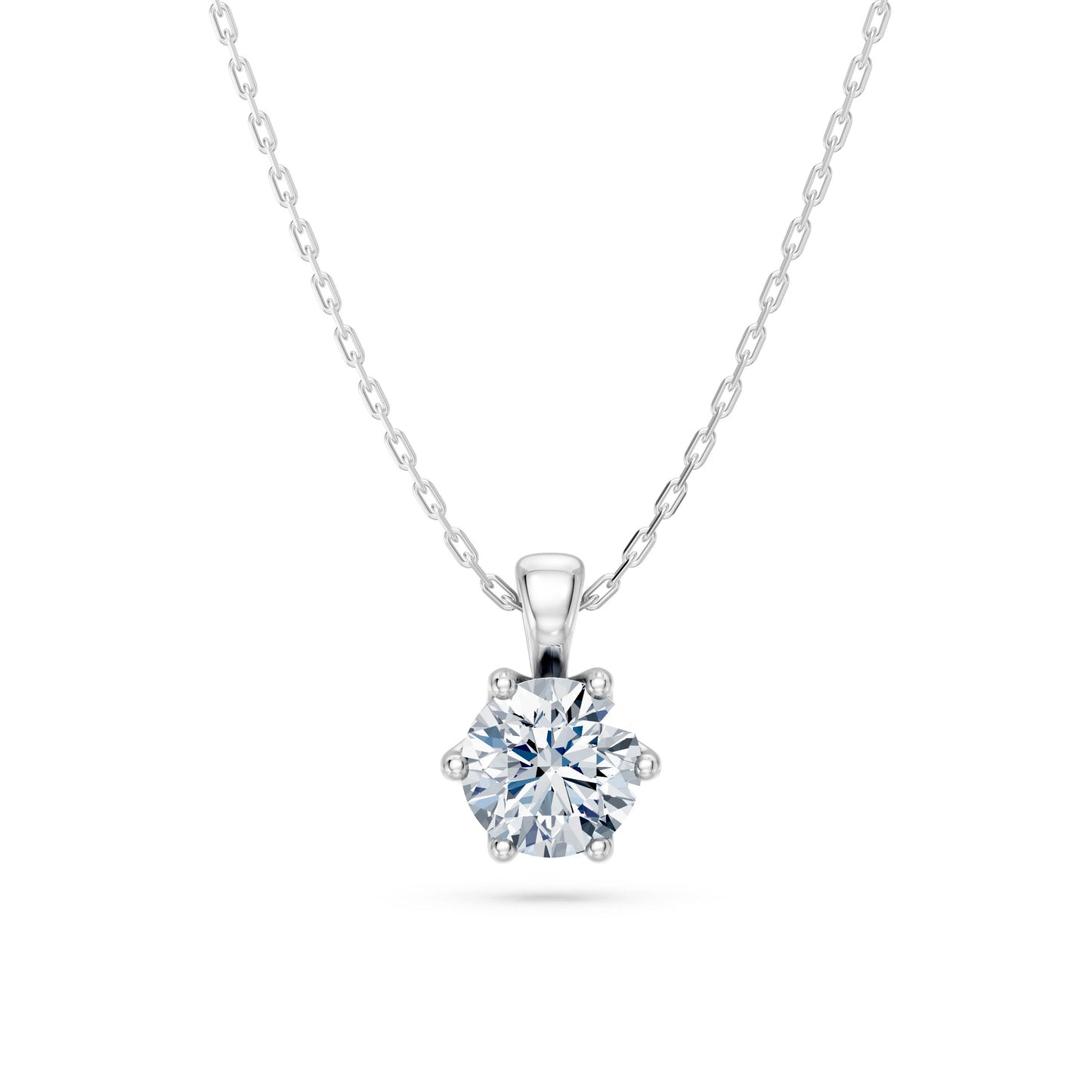 Round Brilliant Diamond Classic Solitaire Necklace 0.7ct by Qutahia Jewellery