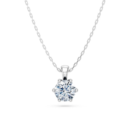 Round Brilliant Diamond Classic Solitaire Necklace 0.7ct by Qutahia Jewellery