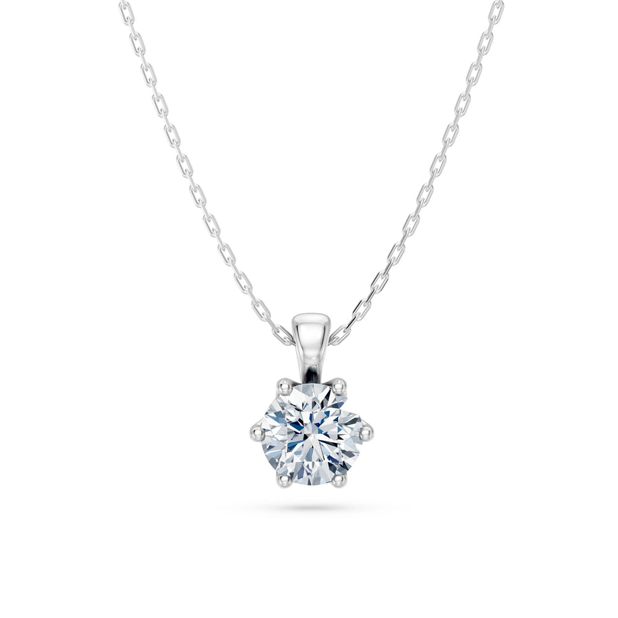 Round Brilliant Diamond Classic Solitaire Necklace 0.7ct by Qutahia Jewellery