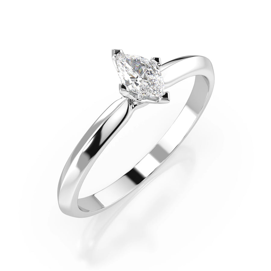 Solitaire Diamond Ring Marquise 0.15ct by Qutahia Jewellery