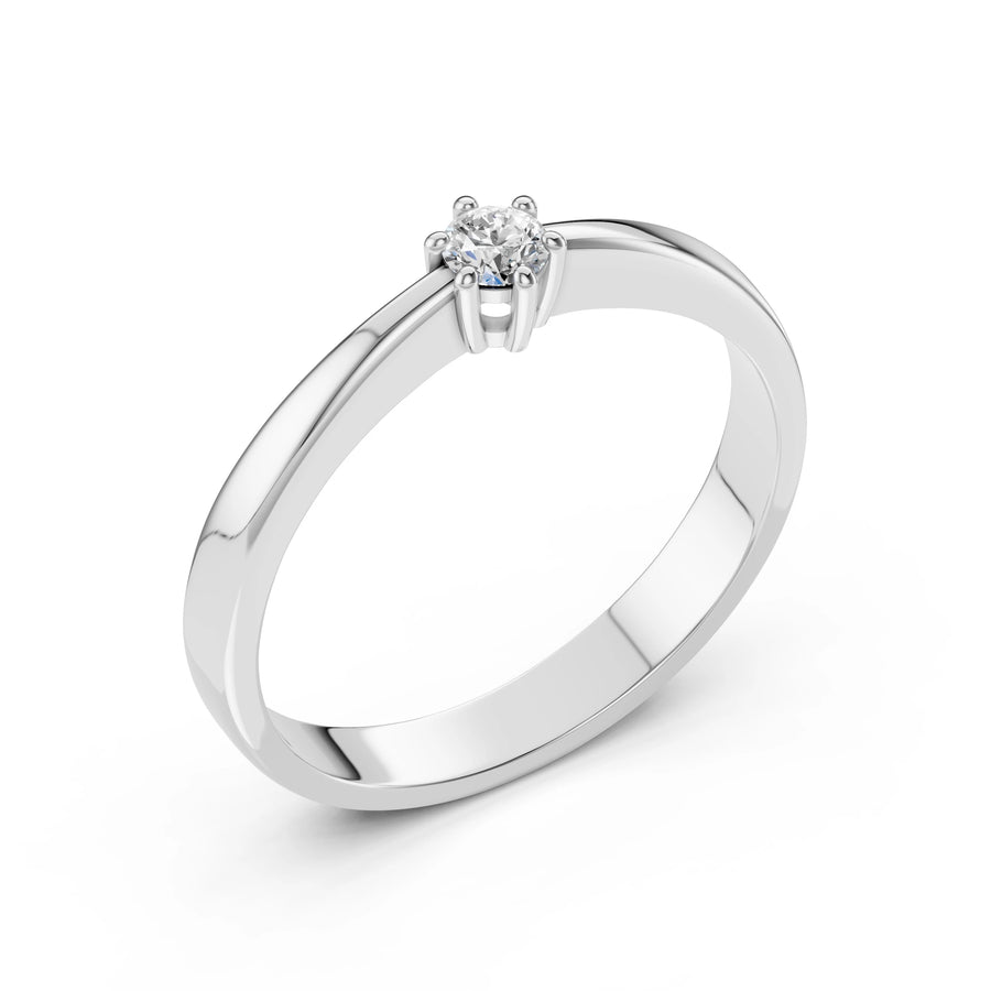Solitaire Diamond Ring Round 0.1ct by Qutahia Jewellery