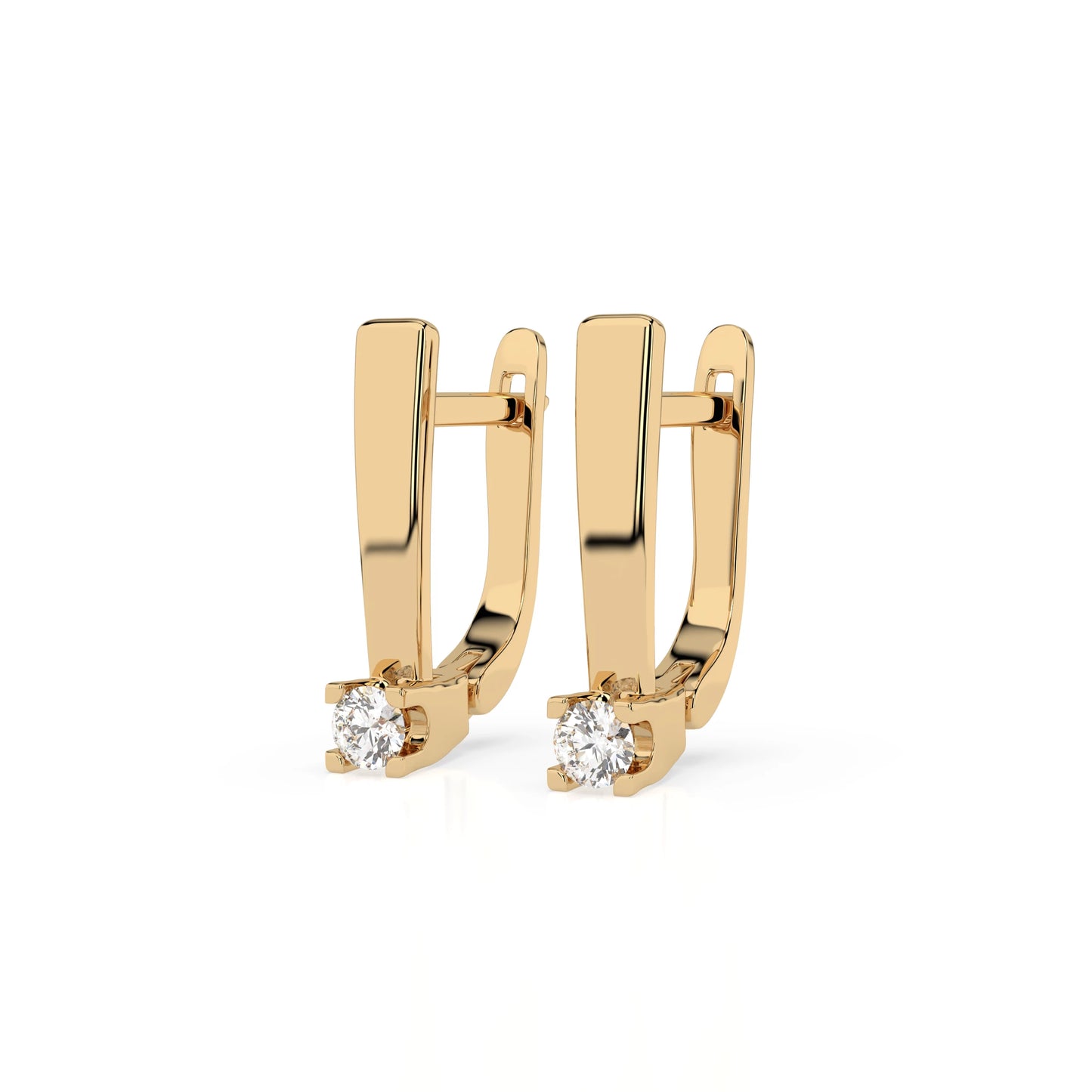 Solitaire English Lock Earring (Round), 0.15 ct — 102-10036(2.7)